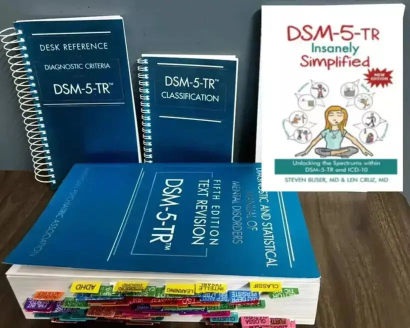 DSM-5-TR Combo Set | Desk Reference Spiral + Index Tabs + Classification Guide + DSM Simplified